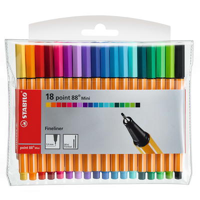 Stabilo Point 88 Fineliner Pen - 0.4 mm - 20 Color Set - Wallet