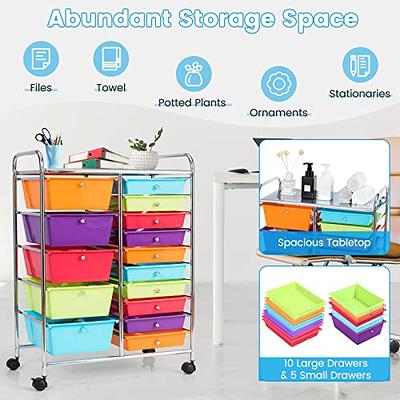  GOFLAME 15-Drawer Rolling Storage Cart, Multipurpose Movable  Organizer Cart, Utility Cart for Home, Office, School, Multicolor : Office  Products