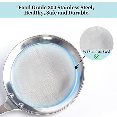 Newness Fine Mesh Skimmer Spoon, Professional 304 Stainless Steel Hot Pot  Fat Strainer for Oil Filter Skimming Grease and Foam, Durable  Multi-Functional Kitchen Cooking Mesh Food Strainer Ladle