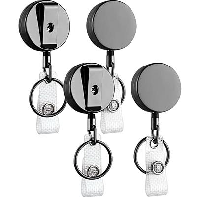 2 Pack Heavy Duty Retractable Badge Holder Reel, Will Well Metal ID Badge  Holder with Belt Clip Key Ring for Name Card Keychain [All Metal Casing