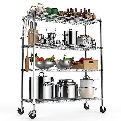 Finnhomy Heavy Duty 8 Tier Wire Shelving with Wheels 18x18x72.8-inches 8  Shelves Storage Rack Thicken Steel Tube, Pantry Shelves for Storage