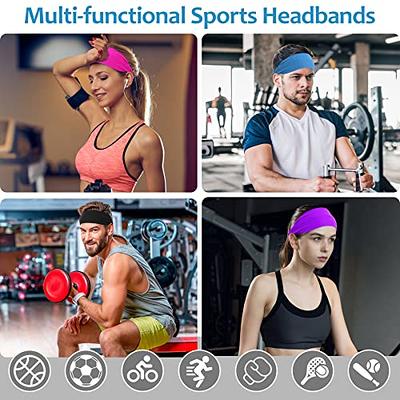 Workout Headbands for Women Men Sweatband Yoga Sweat Bands Elastic Wide  Headbands for Sports Fitness Exercise Tennis Running Gym Dance Athletic