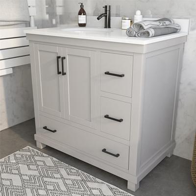 Dorel Living Sunnybrooke 36 Inch Bathroom Vanity Rustic White Yahoo Shopping