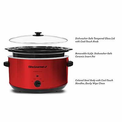 2 Qt. Oval Electric Slow Cooker with Glass Lid (Metallic Red)