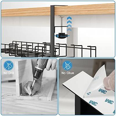 2 Pack Under Shelf Cable Management Tray, Metal Wirecable Organizer for Office and Home,Inside Alex Smart Home