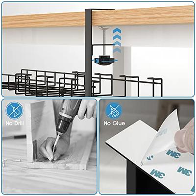 Under Desk Cable Tray - Wire Management for Office & Home Includes 5 Pcs  Ties