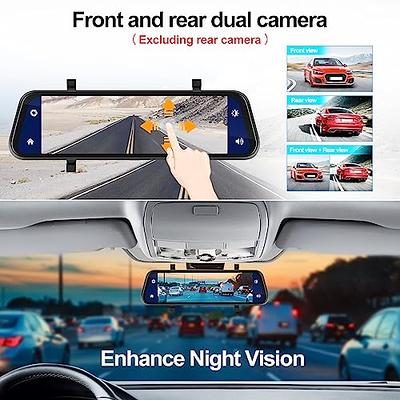 Mirror Dash Cam Wireless CarPlay & Android Auto, 9.66 IPS Full Touch  Screen Dash Cam, Rear