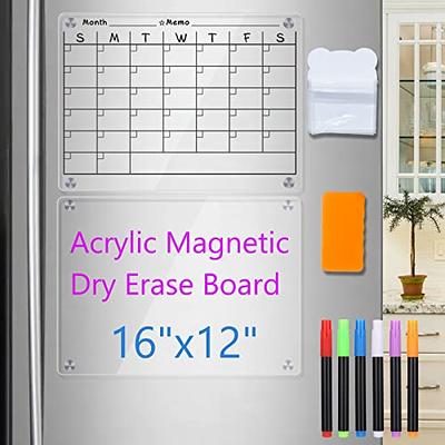 Acrylic Magnetic Dry Erase Board for Fridge, 16.5x12 Inch Clear