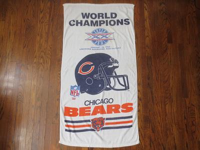 Vintage Chicago Bears 1986 Super Bowl World Champions Beach Towel