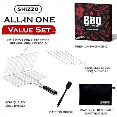 SHIZZO Shallow Grill Basket Set, Grilling Accessories Barbecue BBQ,  Stainless Steel Folding Portable Outdoor Camping Rack for Fish, Shrimp,  Vegetables, Cooking Accessories, Gift for Family, Freinds - Yahoo Shopping