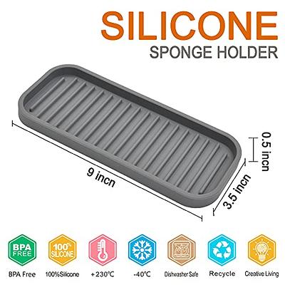 mDesign Silicone Kitchen Sink Tray for Sponges Scrubbers Soap Black