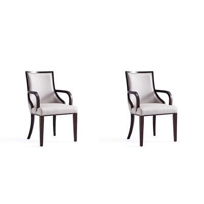 Fifth Avenue Faux Leather Dining Armchair Cream and Walnut by Manhattan  Comfort