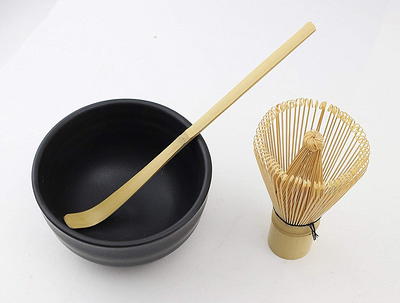 Japanese Tea Set (7Pcs) Matcha Whisk Set Matcha Bowl with Pouring Spout  Bamboo M