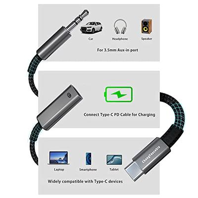 USB C to 3.5mm Aux Cable, 2 in 1 USB C to 3.5mm Car Stereo Aux Headphone  Jack Cable with USB C Charging Compatible with iPhone 15/15+/15Pro, Galaxy