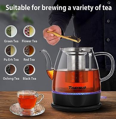  Chefman Electric Kettle with Tea Infuser, 1.7L 1500W, Removable  Lid for Easy Cleaning, Boil-Dry Protection, Stainless Steel Filter, BPA  Free, Auto Shut Off Hot Water Boiler, Glass Electric Tea Kettle: Home
