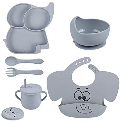  The Ivory Fern Silicone Baby Feeding Set, Baby Plates and Bowls  Set, Bib, Convertible Drinking, Snack Cups with Straw, Portable Baby Feeding  Supplies : Baby