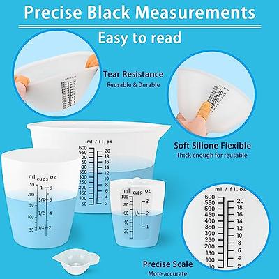 Creahaus Silicone Measuring Cups Tool Kit, Easy to Read 600ML