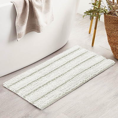 Subrtex Luxury Chenille 20-in x 32-in Gray Polyester Bath Rug | SBTDDM001