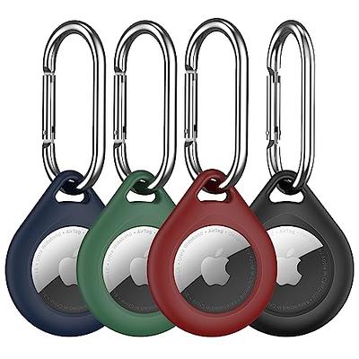 Wasserstein PU Leather Keychain Holder for Apple AirTag (4-Pack, Yellow/Brown/Blue/Red)