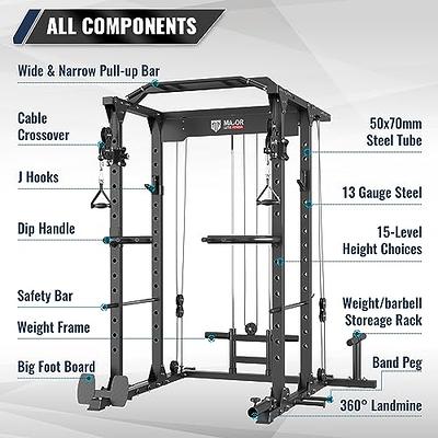 MAJOR LUTIE Fitness PLM03 All-in-One Power Cage with Weight Bench, 1400 lbs  Capacity Multi-Function Power Rack with Adjustable Cable Crossover System  and More Attachment(Black) - Yahoo Shopping