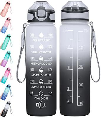  Enerbone 32 oz Water Bottle with Times to Drink and Straw,  Motivational Drinking Water Bottles with Carrying Strap, Leakproof BPA &  Toxic Free, Ensure You Drink Enough Water for Fitness Gym