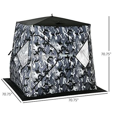 Outsunny 2 Person Pop Up Ice Fishing Tent Shelter, Fishing Shanty, with  Carry Bag, Black