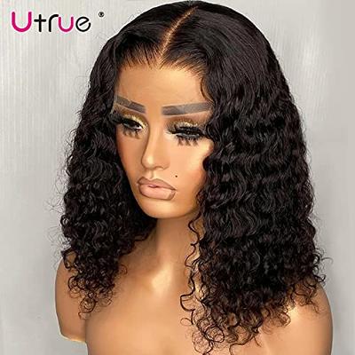 Utrue Hair Curly Wave 13x4 HD Transparent Lace Frontal Wigs Human