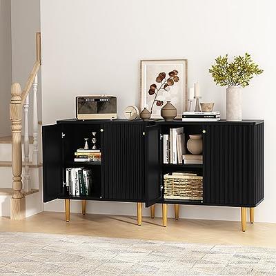 HLR Accent Cabinet with 3 Drawers and Door, Wooden Storage Cabinet with  Shelves, Sideboard for Living Room, Bedroom, Entryway, Navy Blue