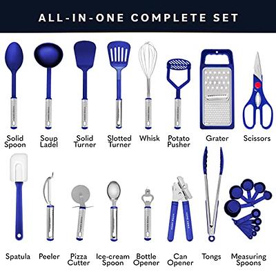  Home Hero 25 Pcs Kitchen Utensils Set - Stainless Steel & Nylon Cooking  Utensils Set - New Apartment Essentials - Bonus Pcs: Bottle & Can Opener,  Pizza Cutter, Scissors, Peeler (25