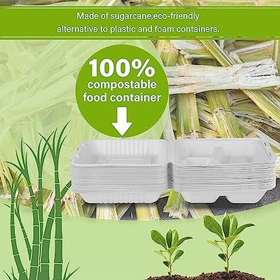 greensight Compostable Take Out Food Container 8X8, 100 Pack 3 Compartment  Clamshell Food Container, Disposable To Go Food Boxes, Biodegradable Food  Containers Made of White Sugar Cane Fibers - Yahoo Shopping