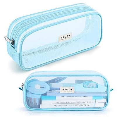 KALIDI Grid Mesh Pencil Case Large Capacity Pencil Case Big Pencil Pouch  With Zipper Simple Stationery Bag Aesthetic Pen Bag for School Teen Girl  Boy Multi-Purpose bag for office Men Women 