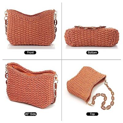 Straw Shoulder Bag for Women Hand-woven Woven Purse Crossbody Summer Beach  Envelope Clutch Purse Wallet (Raffia fringed khaki) - Yahoo Shopping