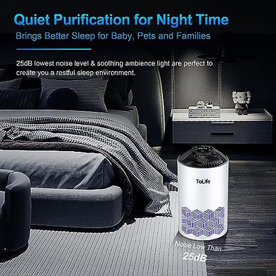 MORENTO Air Purifiers for Bedroom, Room Air Purifier HEPA Filter for Smoke,  Allergies, Pet Dander Odor with Fragrance Sponge, Small Air Purifier with