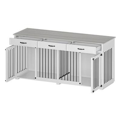 PawHut Modern Dog Crate End Table with Divider Panel for Large Dog and 2 Small Dogs, Gray