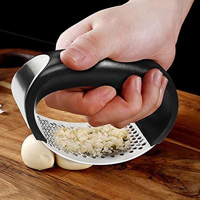 Stainless Steel Garlic Press Rocker - Premium Garlic Mincer Arc Shape  Design Garlic Crusher With Comfortable Grip 