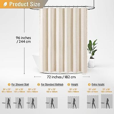 Bttn Extra Long Shower Curtain 72x96 Striped Boho Chic Linen Fabric Heavy Duty Set With Hooks Tall Bohemian Farmhouse Luxury Tassel Cloth For Bathroom Cream Beige Yahoo