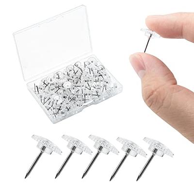 100 Count Rose Gold Wall Push Pins - Clear Plastic Head Thumbtacks