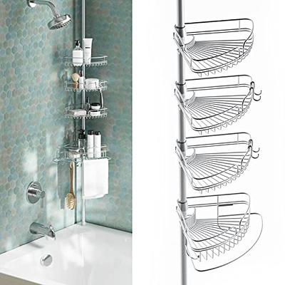 Rustproof Tension Pole Shower Caddy with 4 Basket Shelves, 60 to