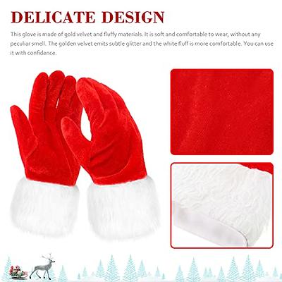 Christmas Red Velvet Gloves Santa Claus Gloves With White - Temu