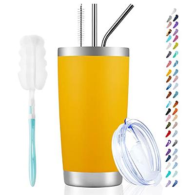 COKTIK 20 oz 2 Pack Tumbler with Lid and Straw, Stainless Steel