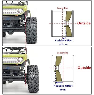 Hobbysoul Adjustable Offset RC 1.0 Wheels and Tires, 1/24 Tires