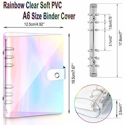 Clear A4 Binder PVC Budget Binder with Snap Button Closure 4 Ring Loose  Leaf Binding Covers for Traveler Planner Diary Pages (Personal A4, Clear)