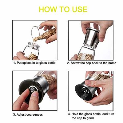 Electric Salt And Pepper Grinder Set, Battery Operated, Ceramic Grinding  Blades, Automatic Stainless Steel Grinding Machine Shaker, With Led Light  And Adjustable Coarseness