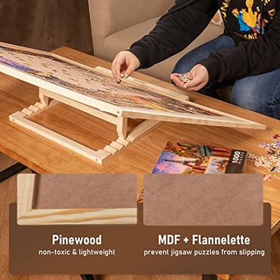 Lavievert lavievert wooden jigsaw puzzle table puzzle plateau puzzle board  with smooth fiberboard work surface, 4 removable storage & s