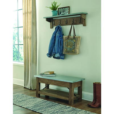 Coat Hooks with Storage Cubbies Black - Alaterre Furniture