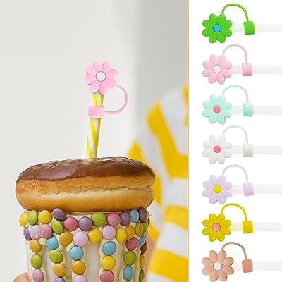 5 PCS Silicone Straw Covers Cap Compatible with Stanley 30&40 Oz Cup, 10mm  Cute Flower Straw Toppers for Tumblers, Dust-Proof Drinking Straw Caps for