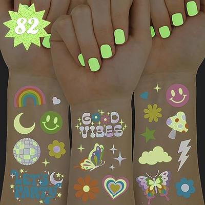 xo, Fetti Groovy Disco Glow in Dark + Foil Temporary Tattoos - 82 pc   Flower Power Birthday Party Supplies, Rave Bachelorette Party Favors,  Smiley Decorations, Y2K, Rainbow Arts and Crafts - Yahoo Shopping