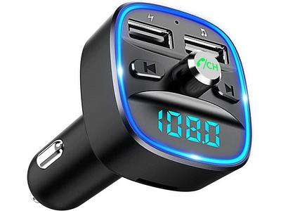 INICIO Bluetooth 5.0 FM Transmitter for Car [Stronger Dual Mics & HiFi Deep  Bass Sound], 48W PD & QC3.0 Fast Charging Bluetooth Car Adapter