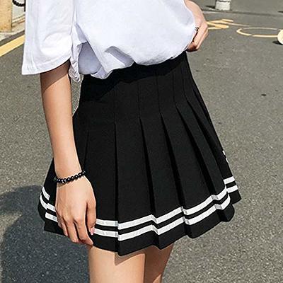 Seazoon Pleated Skirt, Black with White Stripe Cheer Skirt Mini Tennis Skirt,  Casual Short Skirt School Uniform Skirts #SE223-285-Black+White Stripe-S -  Yahoo Shopping