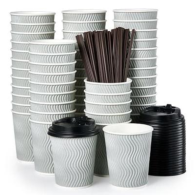 [100 Pack] 8 oz. White Paper Hot Cups, Coffee Cups